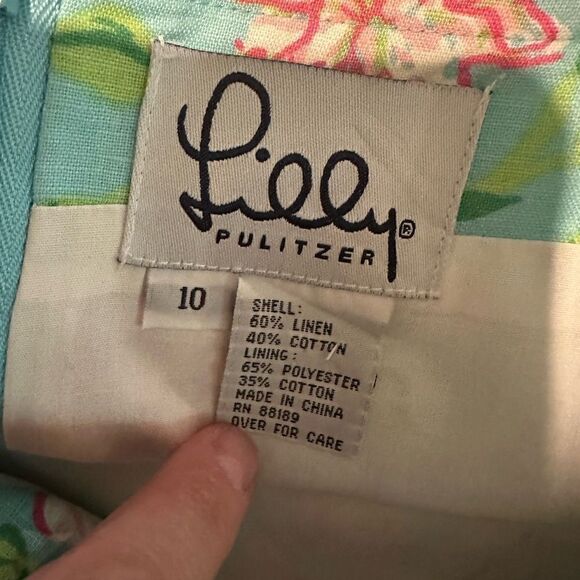 Vintage Lilly Pulitzer skirt floral linen cotton size 10 - Picture 3 of 3
